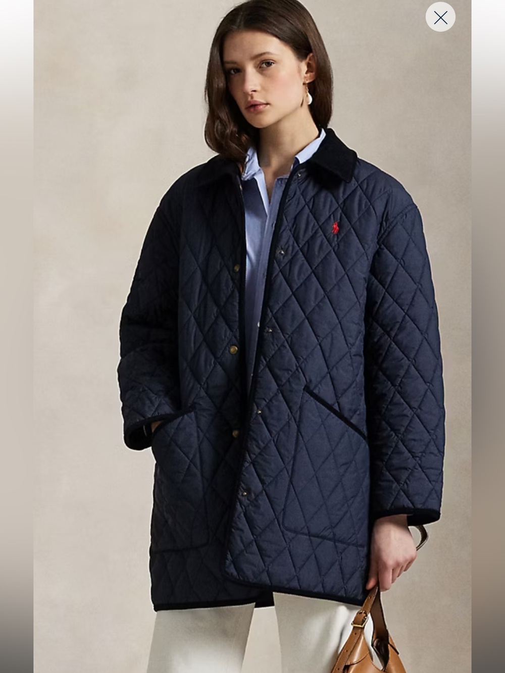 Polo by Ralph Lauren Red Quilted Puffer Jacket with Dark Collar